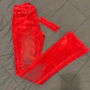 Valabasas Red Suede Stacked Bootcut Pants Size(Pants 30/34)